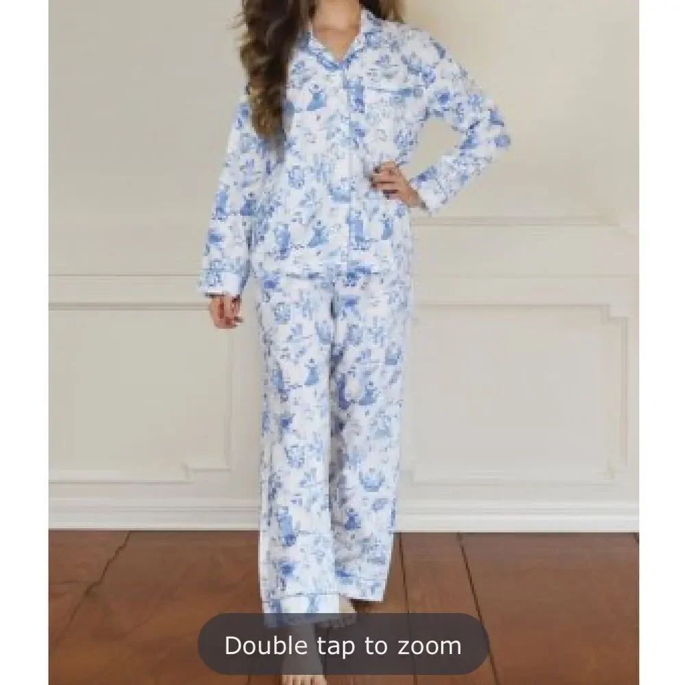 8 Oak Lane Women's 12 Days Toile Classic Flannel Pajama Set